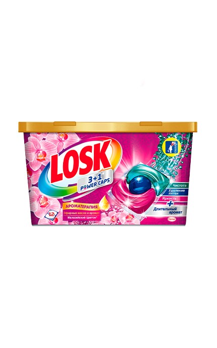 LOSK-Капсулы для стирки Losk Трио-капсулы Эфирные масла и Малазийский цветок, 12 шт.-9000101502756