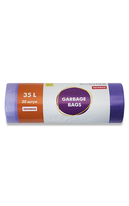 Пакет для мусора Ecomix Garbage Bags с затяжками 35 л 30шт