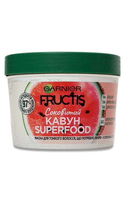 GARNIER FRUCTIS STYLE-Маска для волосся Garnier Fructis Superfood Соковитий кавун, 390 мл-3600542389440