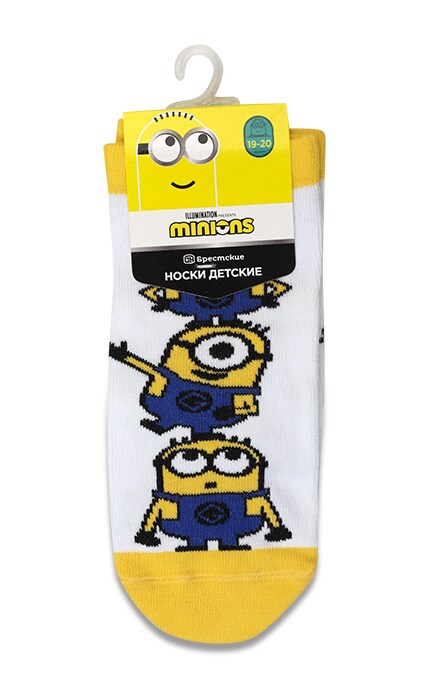 БЧК-Носки детские Брестские Minions цвет белый размер 19-20-4810089480947