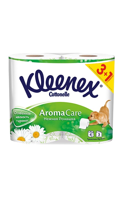 Туалетная бумага Kleenex Cottonelle Aroma Care Нежная ромашка ароматизированный 4 рулона