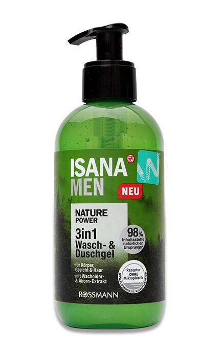ISANA MEN-Чоловічий гель для вмивання Isana Nature Power 3in1, 300 мл-4305615756851