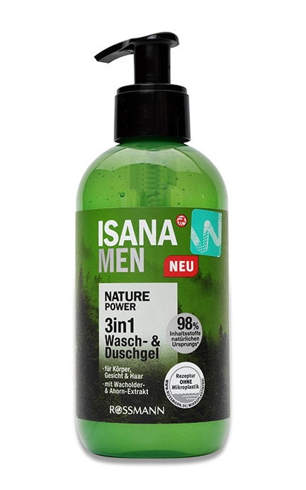 Мужской гель для умывания Isana Nature Power 3in1, 300 мл