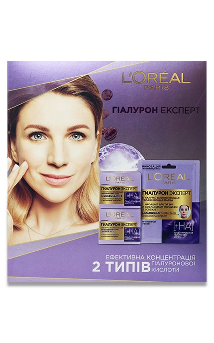 Набор увлажняющих средств L'oreal Paris Гиалурон Эксперт Дневной крем + Ночная крем-маска + Тканевая маска