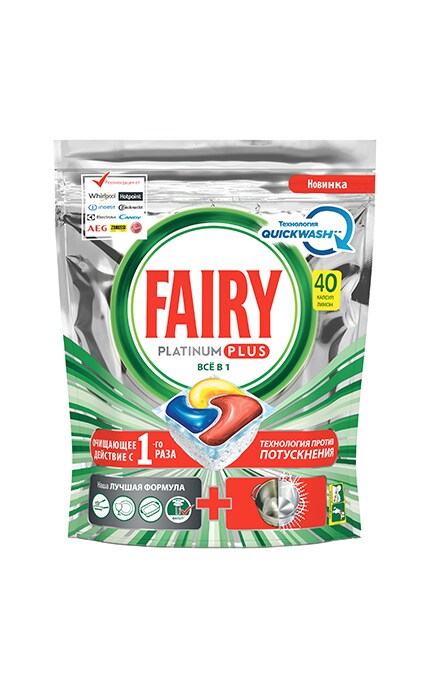 FAIRY-Капсулы для посудомоечных машин Fairy Platinum Plus Все в 1 Лимон, 40 шт.-8001841748313