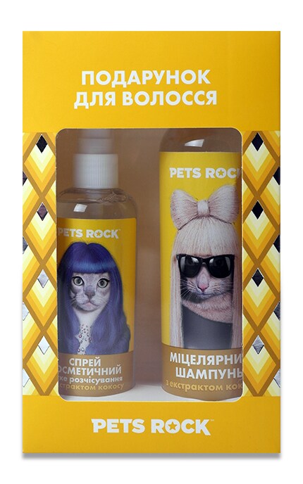 Набор Pets Rock с экстрактом кокоса Шампунь мицеллярный 250 мл Легкое расчесывание косметический 150 мл 1 шт