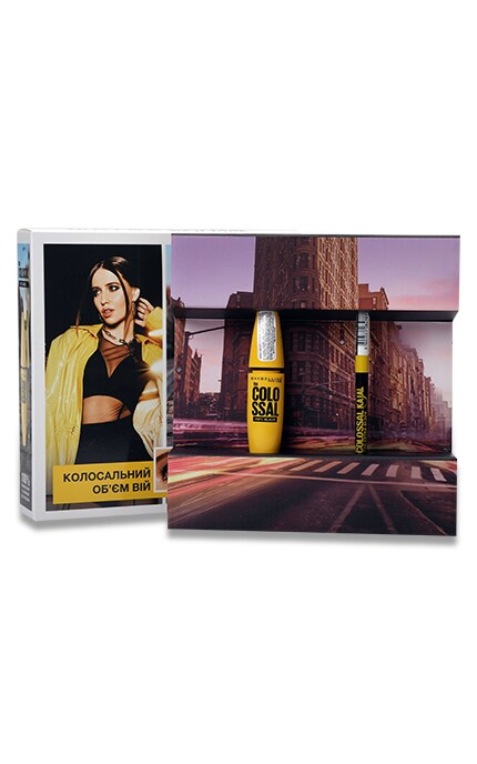Набор подарочный Maybelline New York The Colossal Тушь для ресниц, тон 100% Black, 10,7 мл + Карандаш для век, ТО Экстра-черный, 0,25 г