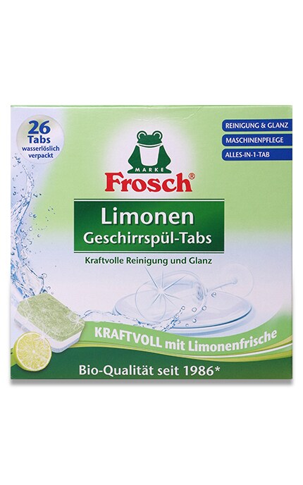 FROSCH-Таблетки для посудомоечной машины Frosch Лимон, 20г, 26 шт.-4001499940132