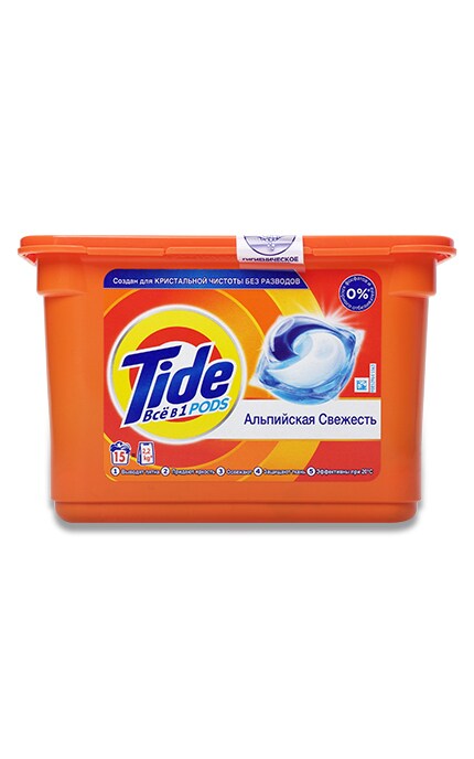TIDE-Капсулы для стирки Tide Все-в-1 Альпийская свежесть, 15 шт.-4084500569508