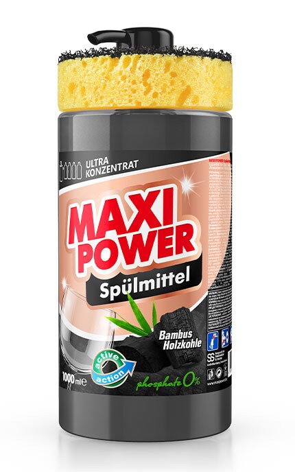 MAXI POWER-Средство для мытья посуды Maxi Power Чёрный уголь, 1000 мл-4823098411796