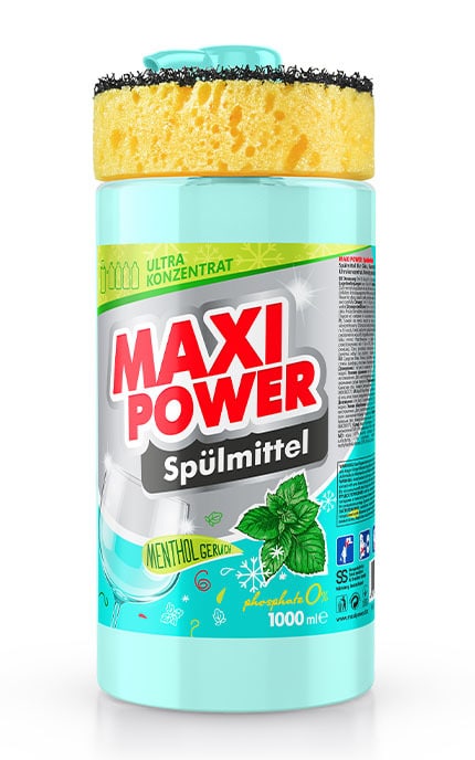 MAXI POWER-Засіб для миття посуду Maxi Power Menthol, 1000 мл-4823098408765
