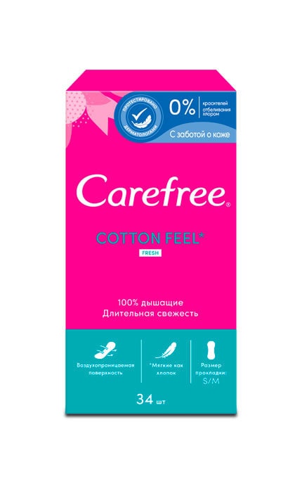 Прокладки женские ежедневные Carefree Cotton Feel Fresh 34 шт