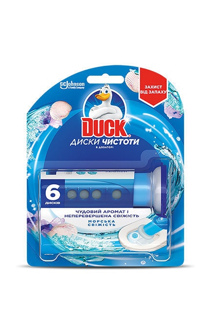 DUCK-Очищувач унітазу гелевий Duck Диски чистоти Морська Свіжість  6 шт-5000204350692