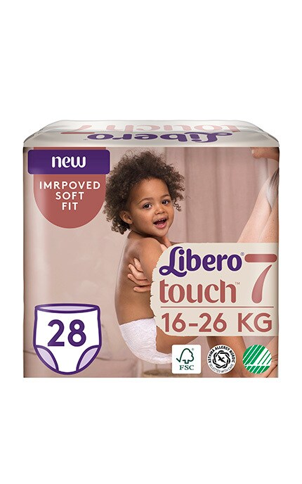 Подгузники-трусики Libero Touch Pants, 16-26 кг, размер 7, 28 шт.