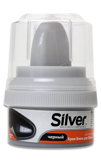 SILVER-Крем-блиск для взуття Silver з аплікатором чорний  50 мл-8690757202509