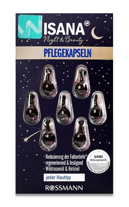 ISANA-Капсули для нічного догляду за шкірою обличчя Isana Night & Beauty 7 шт-4047196058022