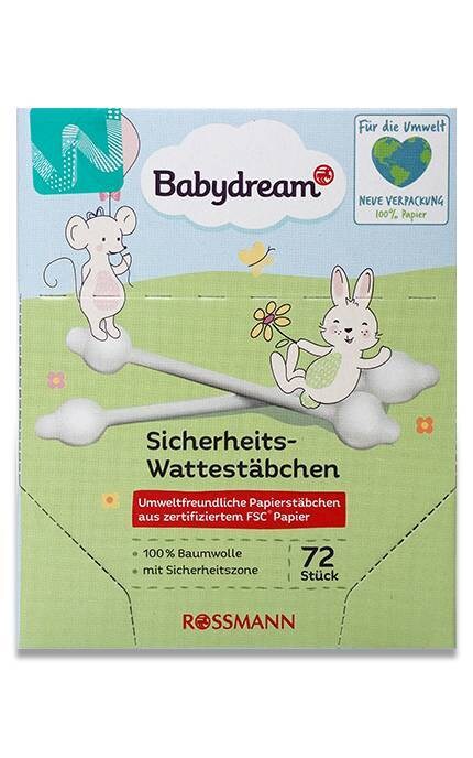 Детские гигиенические ватные палочки Babydream с ограничителем