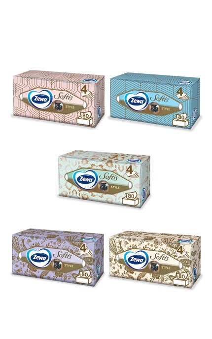 Салфетки косметические Zewa Softis, 4 слоя, 80 шт.