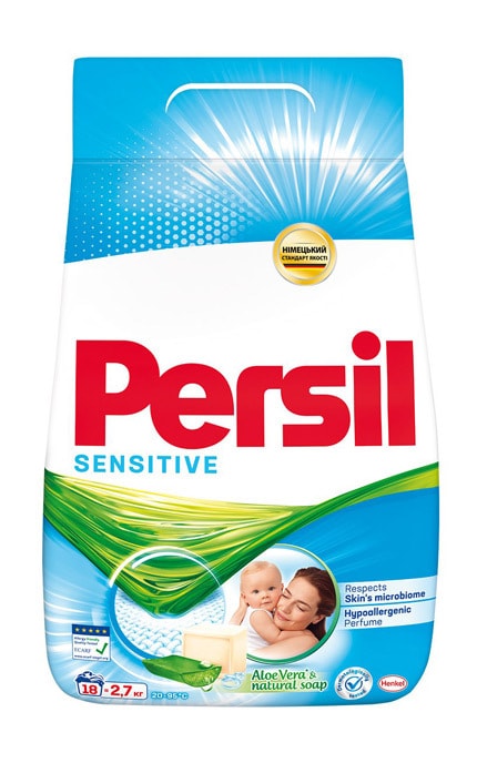 Порошок стиральный Persil Sensitive с натуральным мылом и ароматом Алоэ Вера, 2,7 кг
