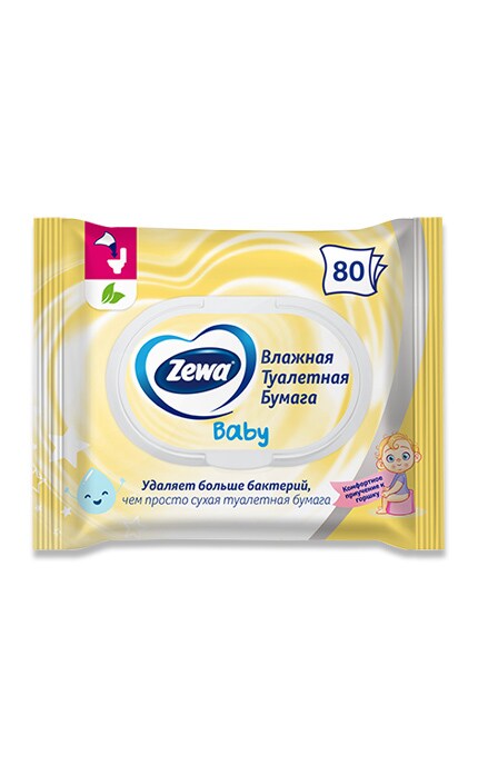 Туалетная бумага влажная Zewa Baby, 80 шт
