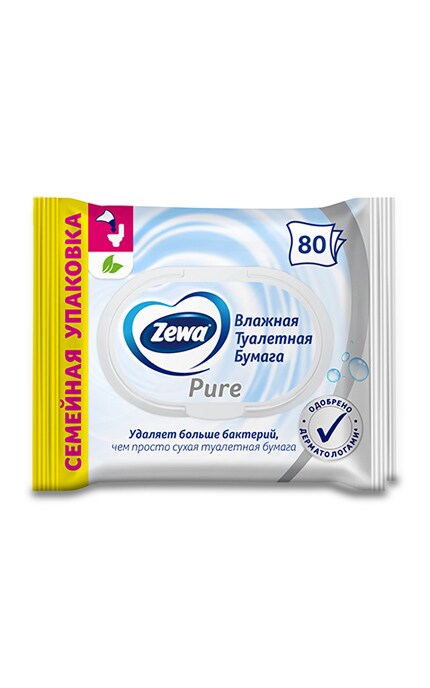 Влажная туалетная бумага Zewa Pure 80 шт