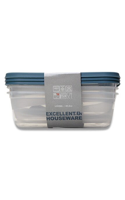 Набор контейнеров для еды Excellent Houseware, объем 1200 мл, 3 шт