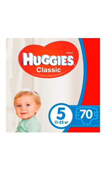 Подгузники детские Huggies Classic размер 5 11-25 кг 70 шт