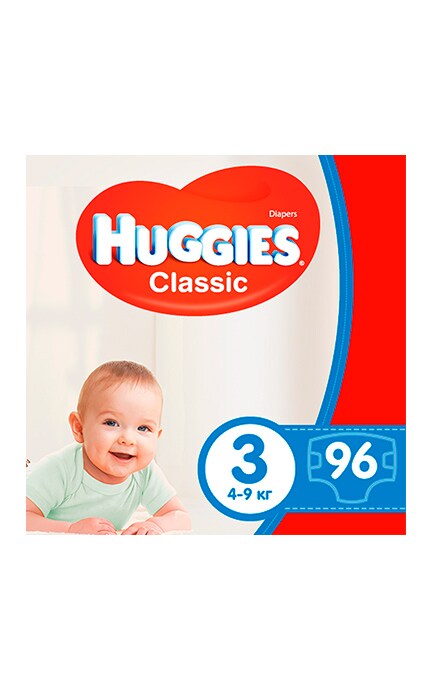 Подгузники детские Huggies Classic размер 3 4-9 кг 96 шт