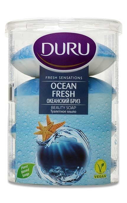 Мыло жесткое Duru Fresh Sensations Океанский бриз, 4*100 г
