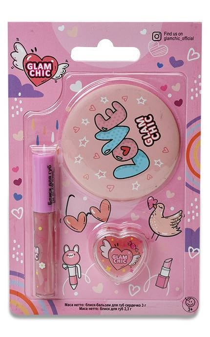 GLAM CHIC-Дитячий набір Glam Chic Маленька красуня Блиск-бальзам для губ, 3 г+Блиск для губ, 2,3 г+Дзеркальце-4820018032765