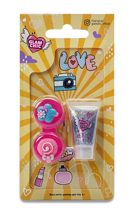 GLAM CHIC-Набор для девочек Glam Chic Маленькая Красавица Шиммер для тела, 6 г+Коблучки, 2 шт-4820018032895