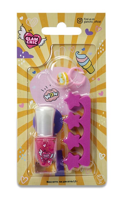 GLAM CHIC-Набор для девочек Glam Chic Мой Маникюр Лак для ногтей на водной основе, 5,5 г+Сепаратор+Коблучка-4820018032208