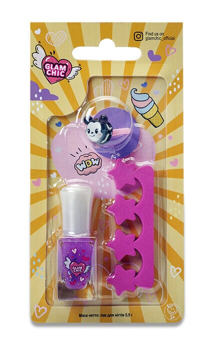 GLAM CHIC-Набір для дівчат Glam Chic Мій Манікюр Лак для нігтів на водній основі, 5,5 г+Сепаратор+Каблучка-4820018032192