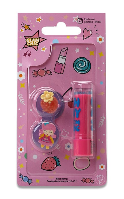 GLAM CHIC-Набор для девочек Glam Chic Маленькая Красавица Помада-бальзам для губ+ кольца, 2 шт-4820018030280