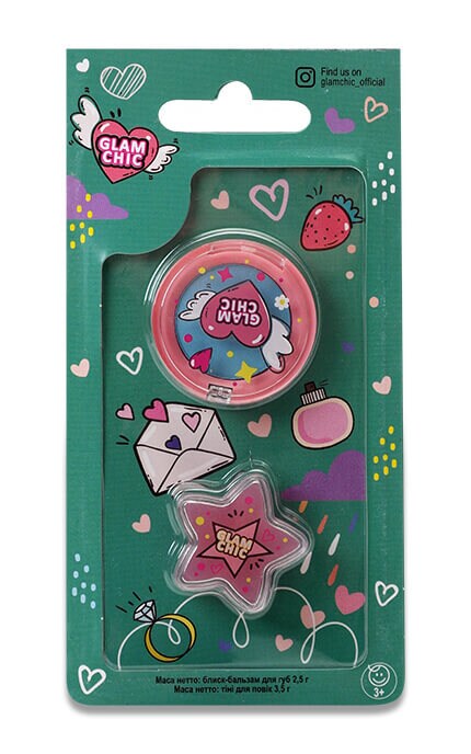 GLAM CHIC-Набір для дівчат Glam Chic Маленька Красуня Блиск-бальзам для губ Зірочка, 2,5 г+Тіні для повік, 3,5 г-4820018030297