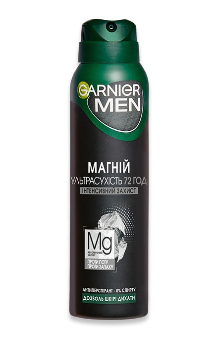 Дезодорант-спрей мужской Garnier Men Магний Ультрасухость Интенсивная защита до 72 часов Нон стоп 150 мл