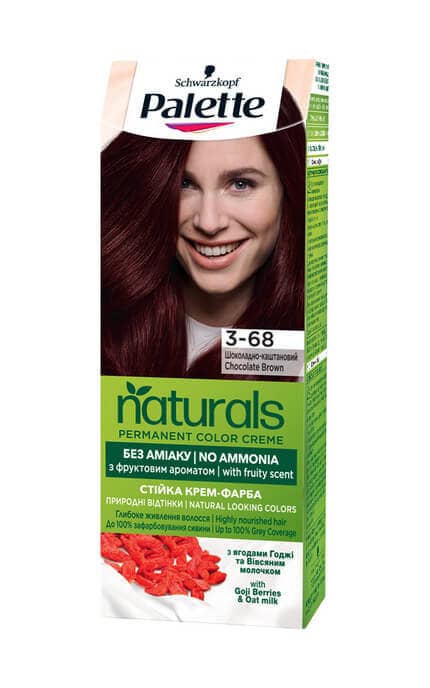 PALETTE NATURALS-Стійка крем-фарба для волосся Palette Naturals відтінок шоколадно-каштановий 3-68-3838824171548