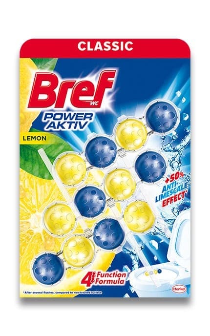 BREF-Блок гігієнічний для унітазу Bref Сила-актив 4 в 1 Лимонна свіжість 150 г-9000100753463