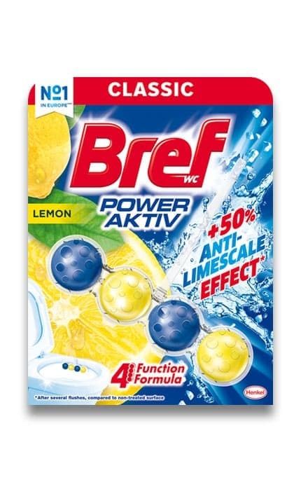 BREF-Блок гігієнічний для унітазу Bref 4 в 1 Сила-актив Лимонна свіжість 50 г-9000100625289