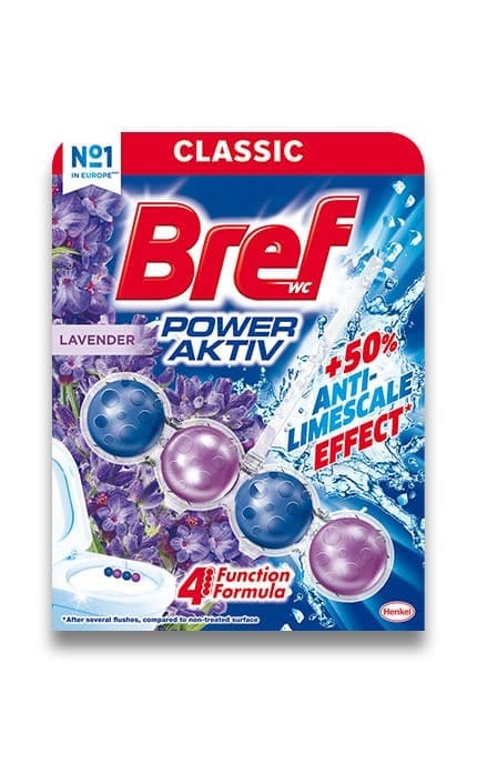 BREF-Блок гигиенический для унитаза Bref Сила-актив 4 в 1 Свежесть лаванды 50 г-9000100956048