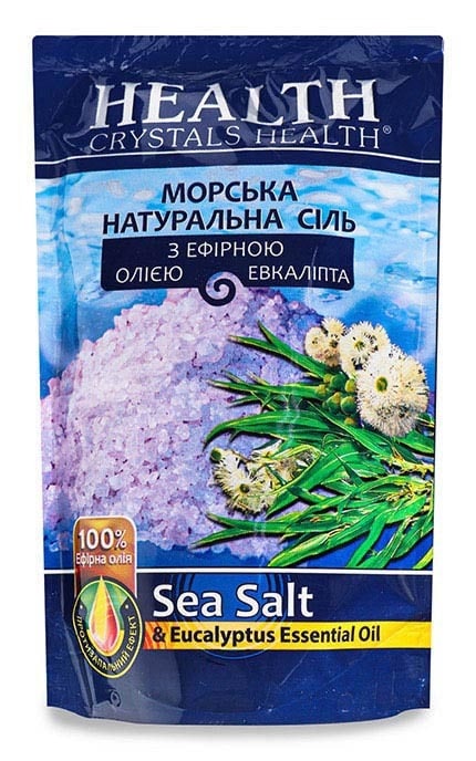 CRYSTALS HEALTH-Сіль морська натуральна з ефірною олією евкаліпта Crystals Health 500 г-4820106490248