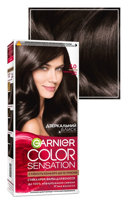 COLOR SENSATION-Крем-краска для волос устойчивая Garnier Color Sensation оттенок 3.0 Королевский кофе 1 шт-3600541135789