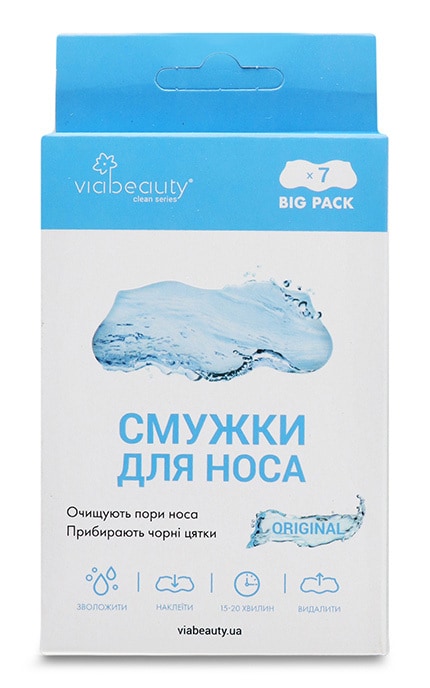 VIABEAUTY-Смужки для носа очищувальні Via Beauty Original 7 шт-6971663406277
