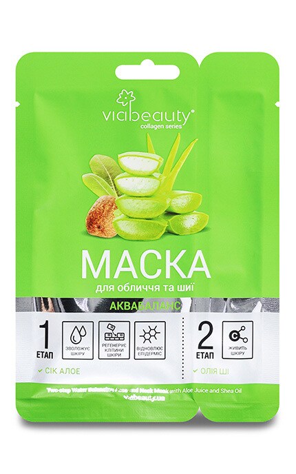 VIABEAUTY-Маска для лица и шеи тканевая Аквабаланс Via Beauty 1 шт-6971663406390