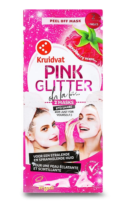 KRUIDVAT-Маска-плівка для обличчя Kruidvat Pink glitter 2х8 мл-8719179406224