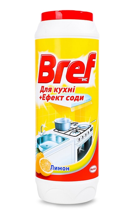 BREF-Порошок для чистки для кухни+эффект соды Bref Лимон 500 г-9000100254953