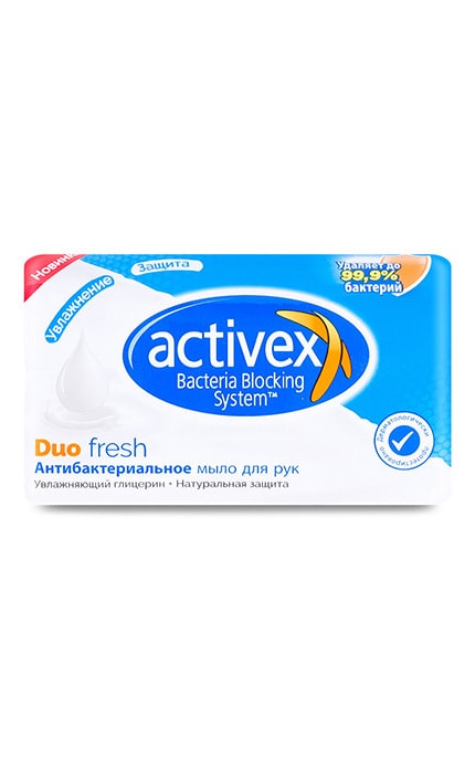 ACTIVEX-Мыло антибактериальное для рук Activex Duo fresh Увлажнающий глицерин+Натуральная защита 90 г-8690506517205