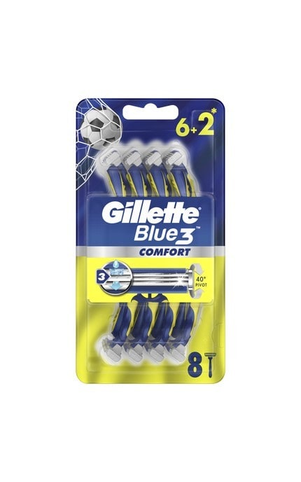 GILLETTE-Одноразові бритви для гоління чоловічі Gillette Blue 3 Comfort 8 шт-7702018604319