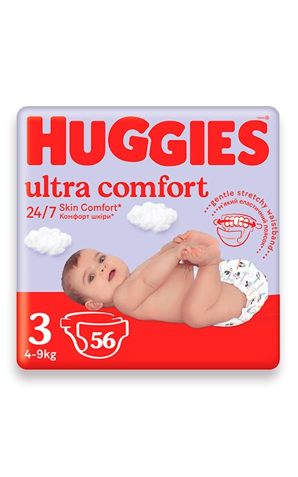 Подгузники детские Huggies Ultra Comfort размер 3 4-9 кг 56 шт