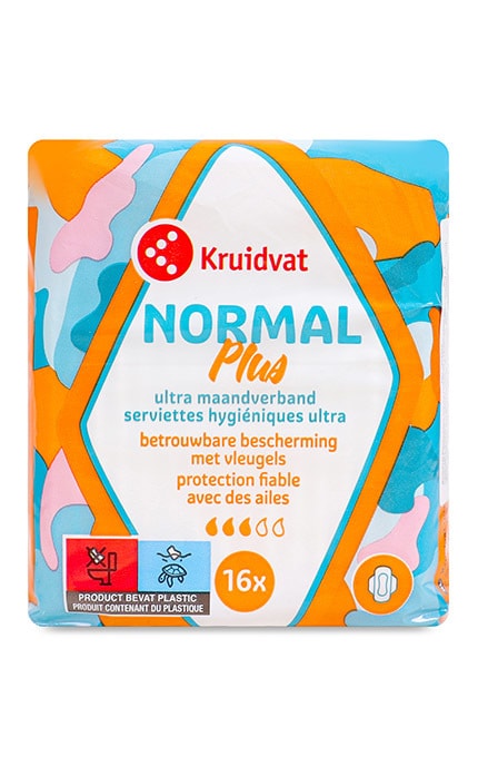 KRUIDVAT-Прокладки гігієнічні з крильцями Kruidvat Ultra Normal Рlus 16 шт-8720674233130
